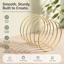 5PCS Wooden Bamboo Craft Hoops Round Rings DIY Wreath Floral Wall Decor Set