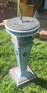 Antique Castiron Pedestal Sundial, Zodiac/Roman Dial.