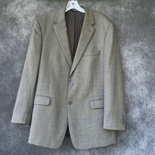 46L Jos A Bank 100 Wool TRAVELER Houndstooth Tan Blazer Sport Coat Suit Jacket