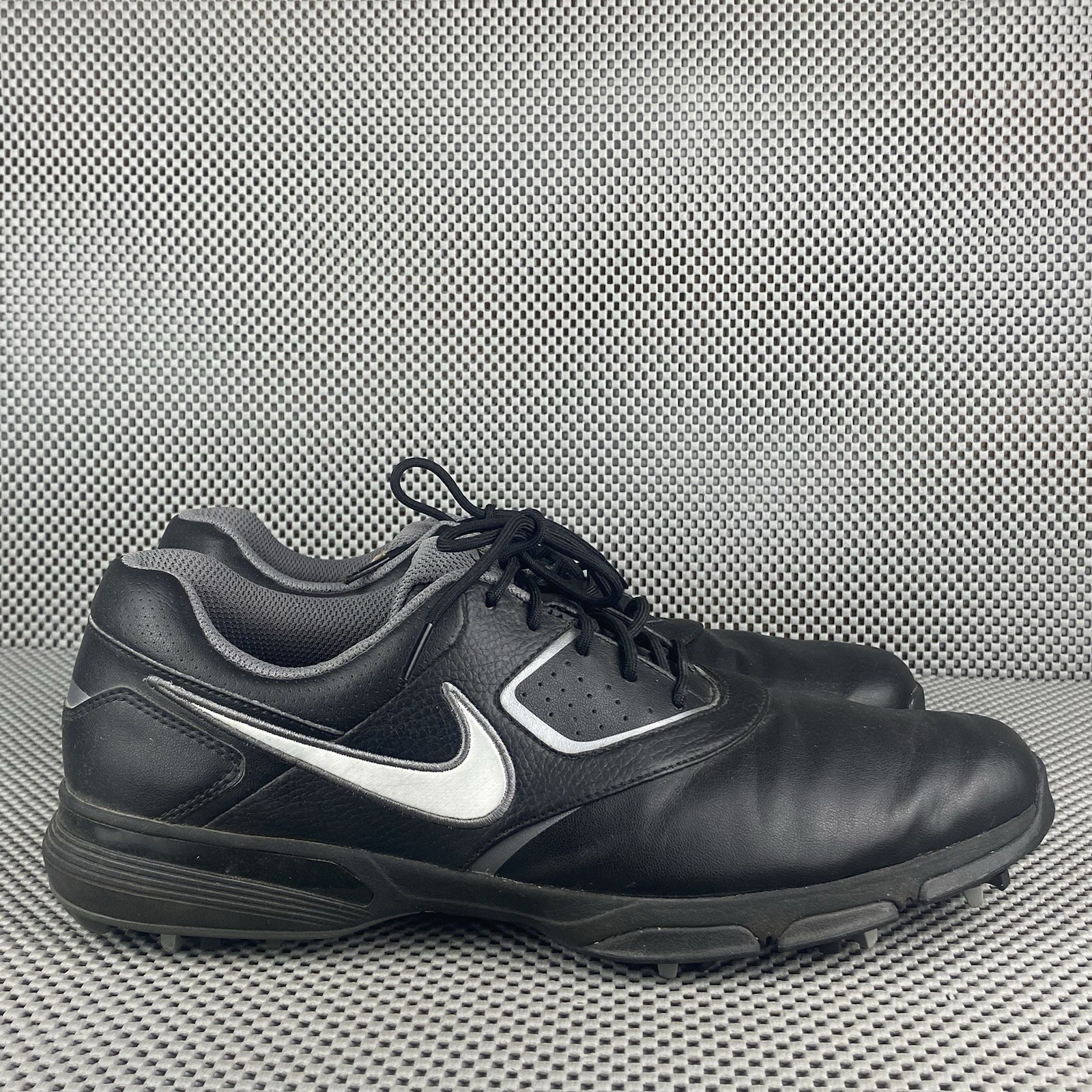 Sneakers Mens 11 Black Leather Logo Lace Up Athletic