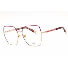 Furla Women's Eyeglasses Shiny Red Gold Metal Full Rim Butterfly VFU674 0SHP
