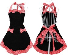 Cute Ladies Girls Retro Apron Dress Kitchen Cooking Vintage Aprons for Women wit