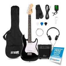 GigKit Junior Electric Guitar for Kids with Amp, Tuner, Bag & Strap - 3/4 Black