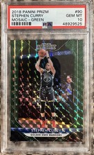 2018 PANINI PRIZM STEPHEN CURRY MOSAIC - GREEN #90 PSA 10