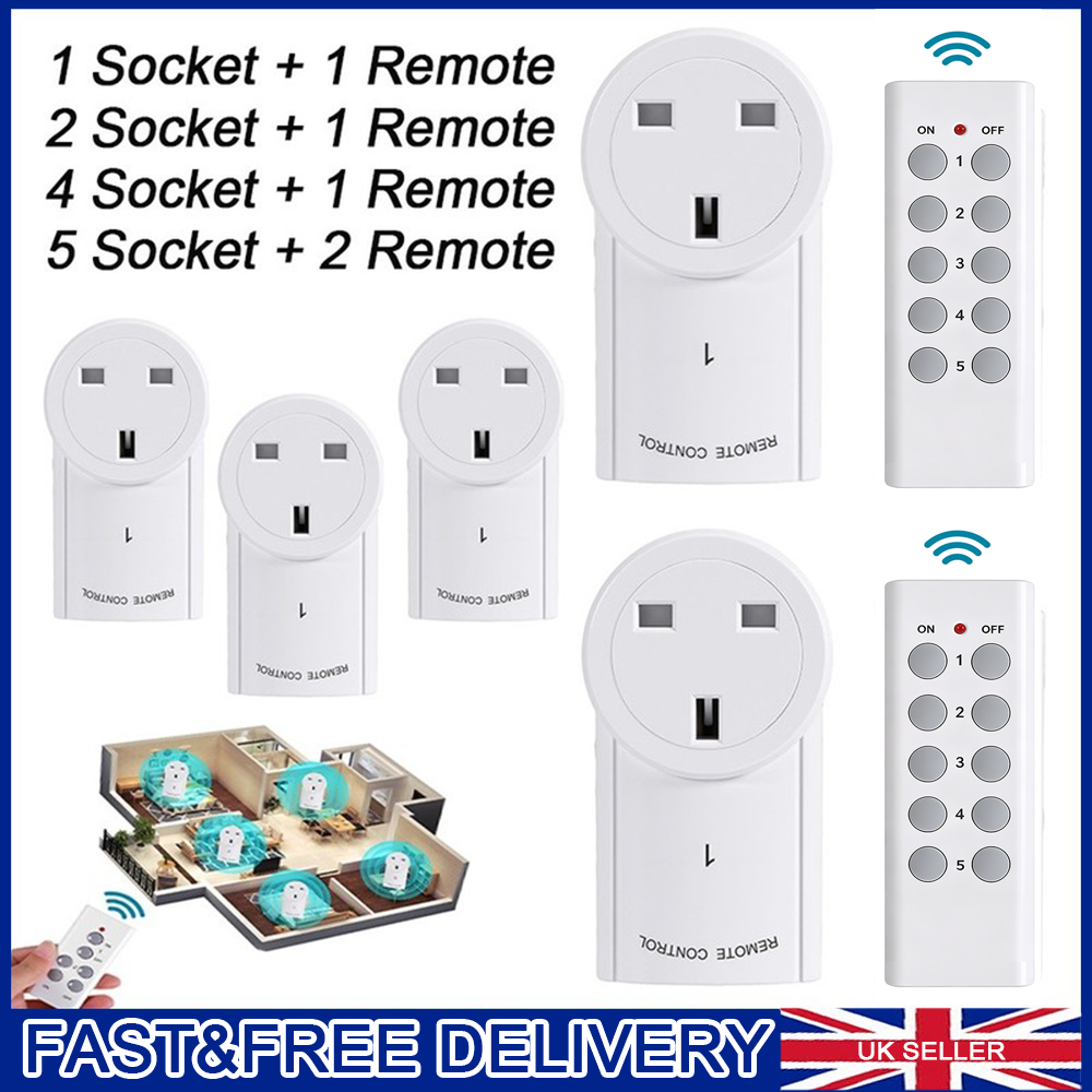 1-5 Remote Control Sockets Wireless Switch Home Mains Power Outlet Pack ...