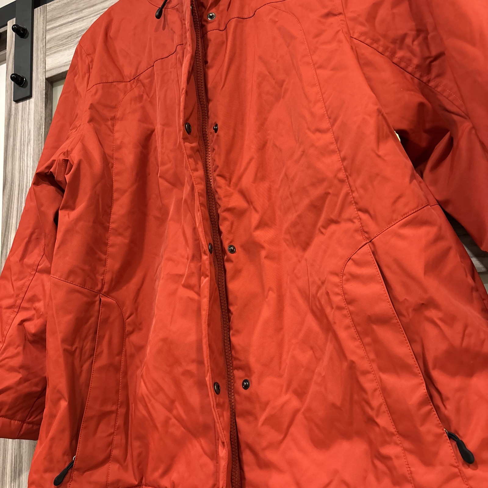 LL BEAN Jacket Women Maine Mountain Parka Down Hooded Orange Size L Petite NWOT
