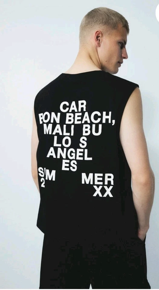 Top para hombre H&M negro gráfico sin mangas  Foto 4 de 4