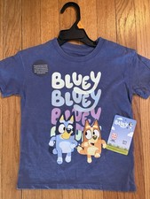 NWT Bluey Kids Unisex T-Shirt Blue Short Sleeve Graphic Print Bluey Size 4T