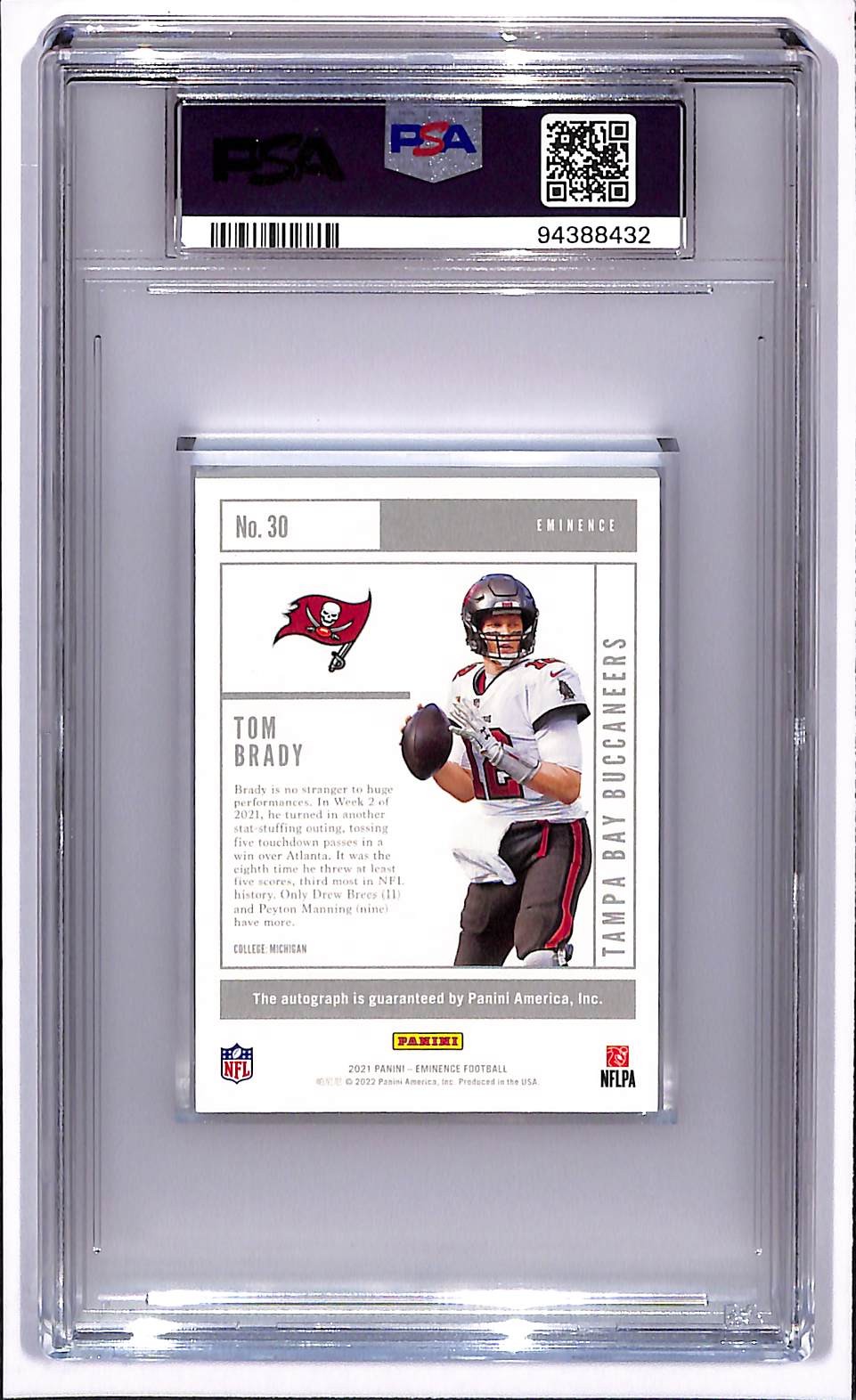 2021 Panini Eminence Tom Brady Proof TB12 Collection #30 PSA Authentic Auto 10 view 2