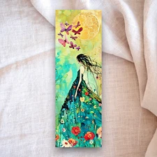 Whimsical Bookmark - Girl With Butterflies, Unique Gift For Book Readers
