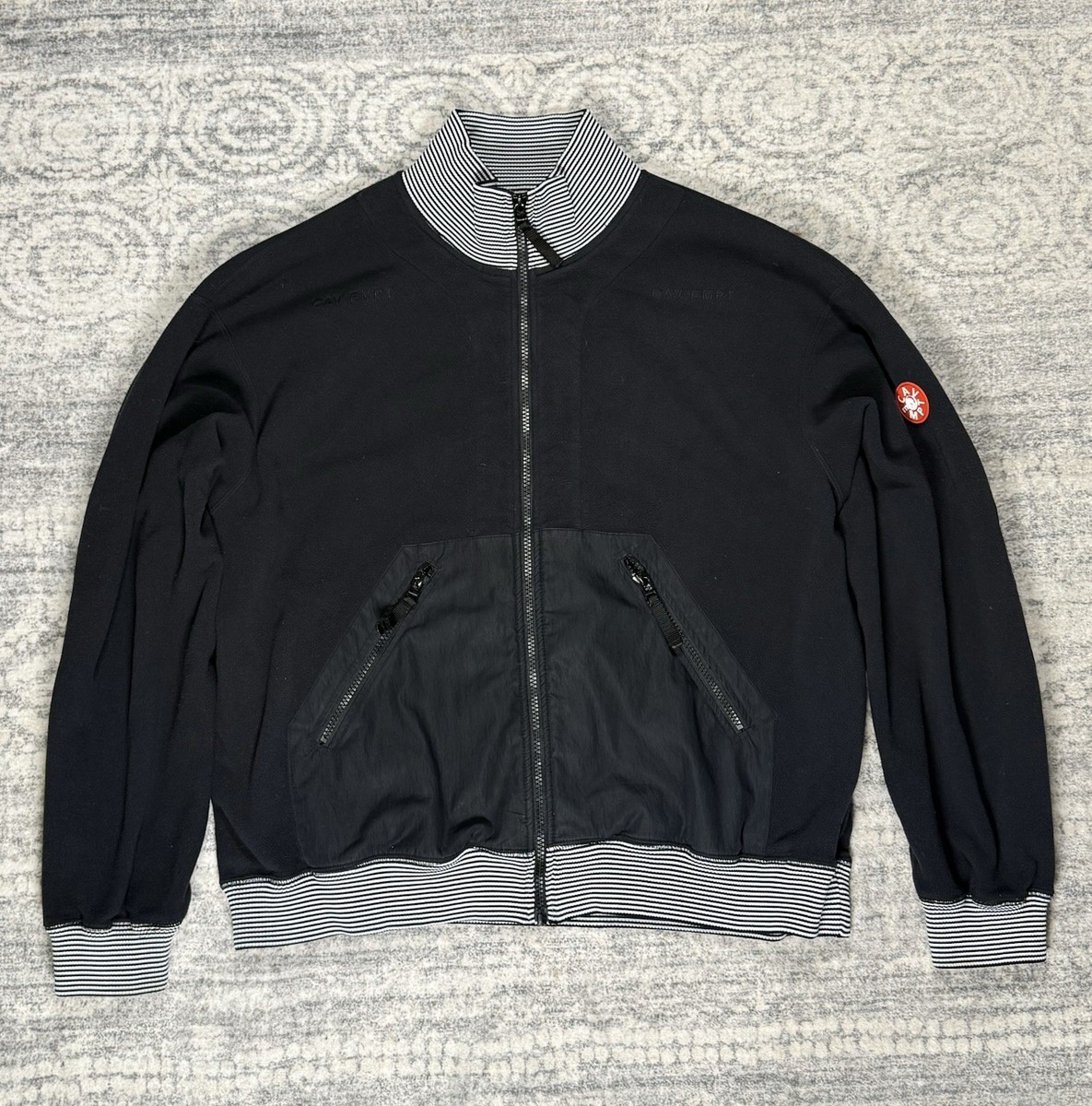 CAVEMPT Zip Hoodie Made In Japan Polartec Black Sweatshirt Sz-L
