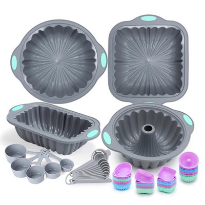 69 Pieces Silicone Baking Set, Non-Stick Bakeware Set with Cake Pans, Muffin ...