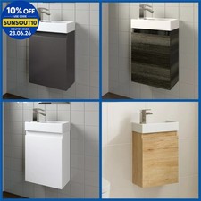 400mm Wall Hung Slimline Cloakroom Vanity Unit Bathroom Sink Basin Grey White