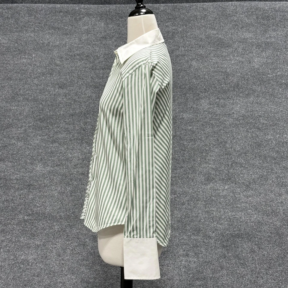 Camisa Tartán Rosa Mujer 10 Verde Blanco Rayas Cuello Contraste Puños Franceses Foto 3 de 4