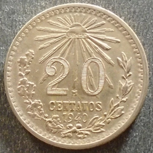 1940 Mexico 20 Centavos Silver — photo from another recent sale