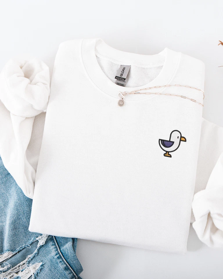 Вышитый мини чайка толстовка: унисекс Crewneck пуловер - Изображение 2 из 4