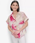 DKNY Women's Top Sz M Printed Rumpled Voile Button-Front Shirt