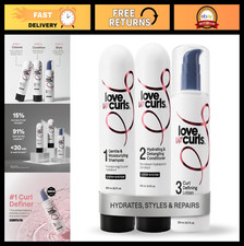 Curly Hair Care Set - Moisturizing Shampoo, Conditioner Curl Cream for Defined
