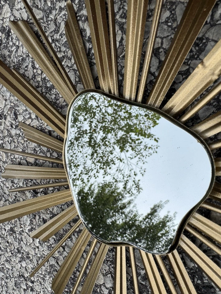 Arte de pared con espejo en forma de ágata Sunburst Starburst moderno atómico de mediados de siglo de 13" Foto 2 de 4