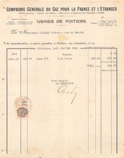 1936 COMPAGNIE DU GAZ USINES DE POITIERS - M MASTERAU QUINCAILLER A POITIE
