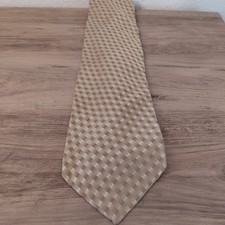 Bruno Piattelli Silk Traditional Tie Gold Geometric Pattern Made In USA 56 x 4