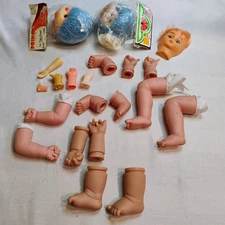 Vintage Plastic Doll Parts Lot of 23 Heads Arms Legs Primo Darice Craft Supplies