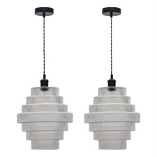 Set of 2 Large Black Retro Vintage Design Kitchen Ceiling Pendant Light
