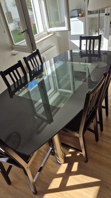 Völker Design Pescara Glass Dining Table Black Steel Frame