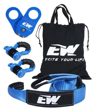 Offroad Recovery Kit - 10-Ton Snatch Block Pulley, 3" x8'Tree Saver (36,000lb...