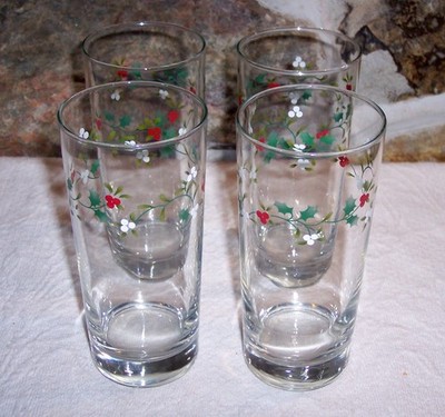 Set Of 4 Vtg Pfaltzgraff Winterberry Cooler Water Glasses Tumblers 15 Oz