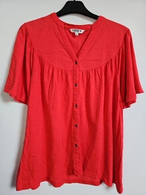 Fat Face koralle Bluse Swing-Stil Knopfleiste Oberteil Sommer Urlaub Gr. 10 entspannt