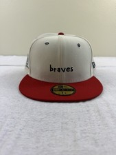 Off White Atlanta Braves X Micah Johnson Script New Era Sz 7 1/8 MLB (Rare) New