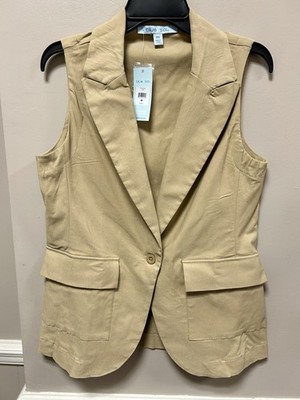 Blue Sol Sz M Khaki Beige Vest NWT Stretch