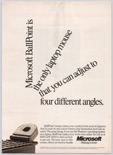 Microsoft BallPoint Vintage Print Ad Laptop Mouse 1993 Original