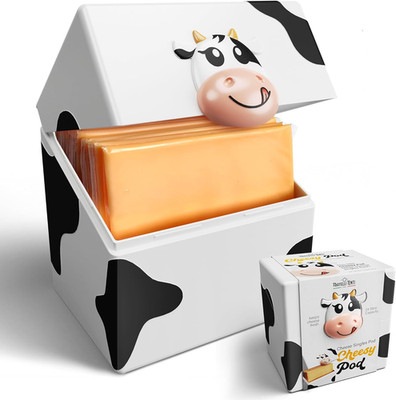 Cheesy Pod   Sliced Cheese Container for Fridge - Airtight, Bpa-Free Plastic Sto