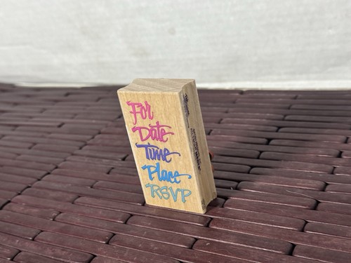 PARTY INVITATION Wood Mounted Rubber Stamp ALL NIGHT MEDIA-Time Date Place RSVP - Picture 4 of 5