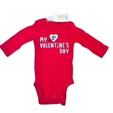 My 1st Valentines Day Red Baby OnePiece Long Sleeve Snap Closure Newborn