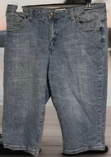 Venezia Jeans Capri Womens High Waist 5 Pocket Size 18 Embroidered Back Pockets