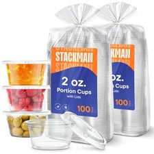 200 Sets - 2 oz. Small Plastic Containers with Lids Jello Shot/ Condiment