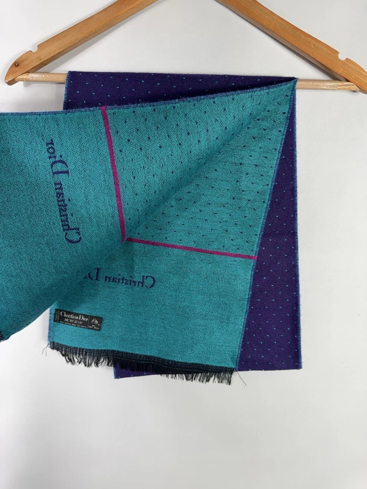 Bufanda Christian Dior Monsieur para hombre talla única verde púrpura 100 % lana Foto 4 de 4