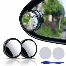 2 pcs Blind Spot Mirrors, 2" Round HD Glass Convex 360  Wide Angle 2 inch Black