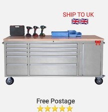 Tool Box Chest Garage Cabinet Stainless Steel Work Bench 10 Drawer