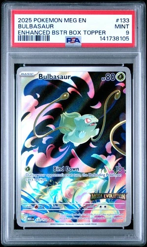 2025 POKEMON MEG EN-MEGA EVOLUTION ENHANCED BOOSTER BOX TOPPER BULBASAUR PSA 9