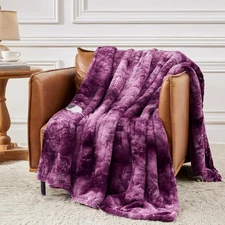 Homemate Heated Blanket Electric Throw - 50"x60" Heating 50x60, Purple 
