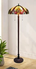 Floor Lamp Tiffany Style Stained Glass with Victorian Design Shade