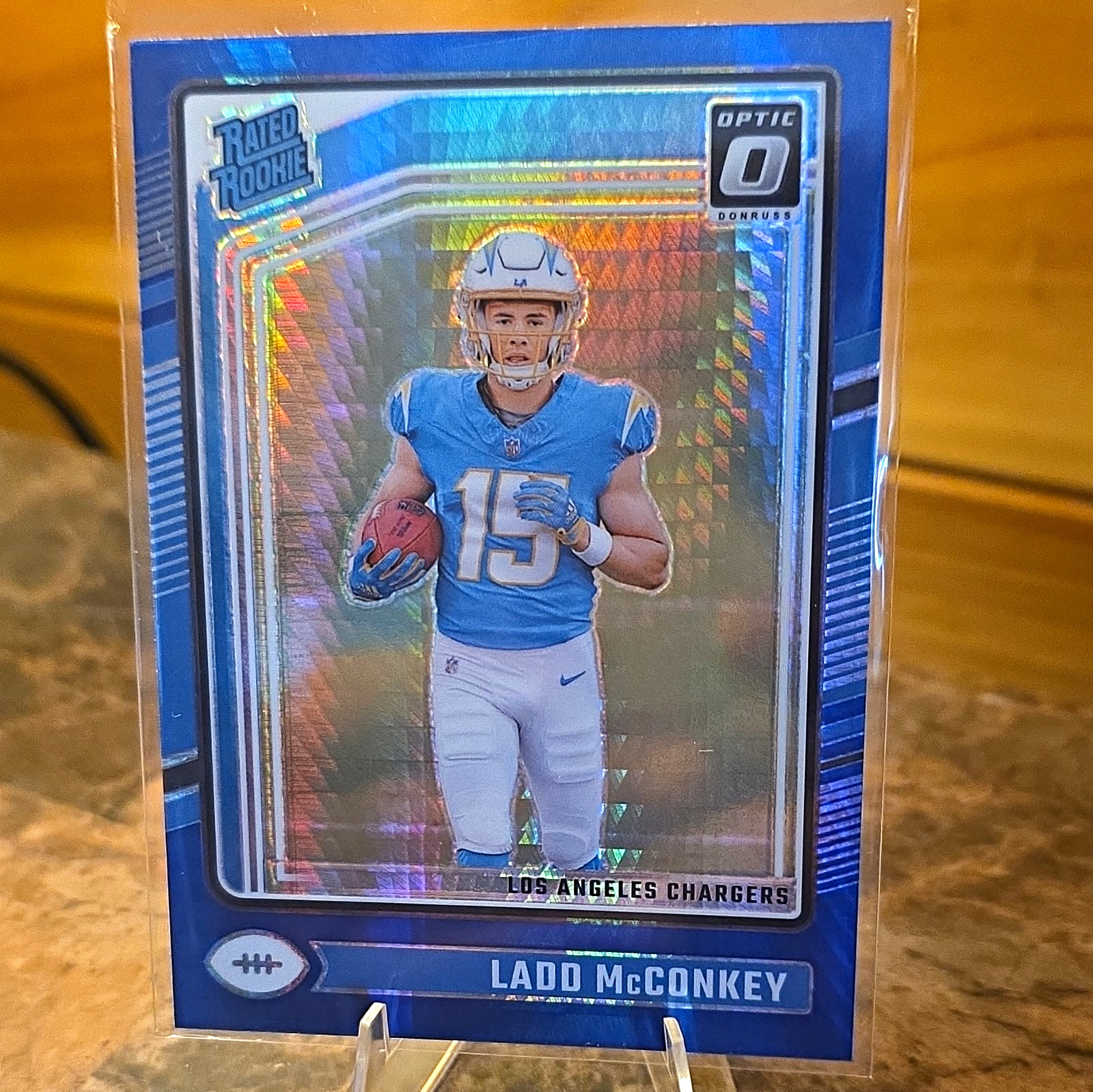 Panini Donruss Optic 2024 Ladd McConkey Rated Rookie Blue Hyper Prizm #266