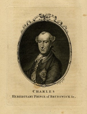 Antiker Druck - Portrait - Charles von Braunschweig - Kommandant - Taylor - 1757-1758