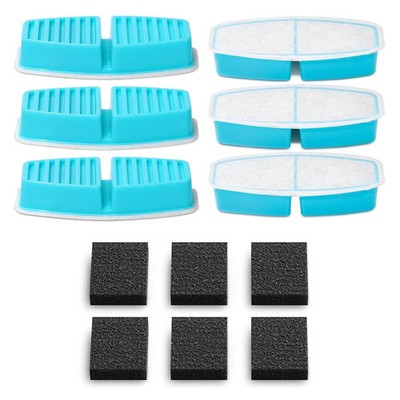 Official 12 Packs(6 Filters + 6 Sponges) for B3 Battery Cat Water Fountain, C...