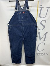 Mens Dickies Denim Jeans Carpenters Bib Overalls Size 58X32. 000188