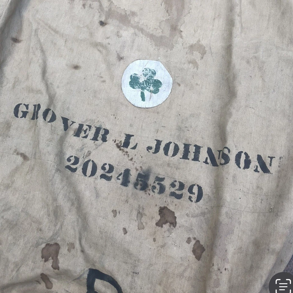 Bolsa de Cuartel de Infantería del Ejército de los Estados Unidos Original Segunda Guerra Mundial Bolsa de Transporte de Lavandería Caqui - Nombrada Foto 2 de 3